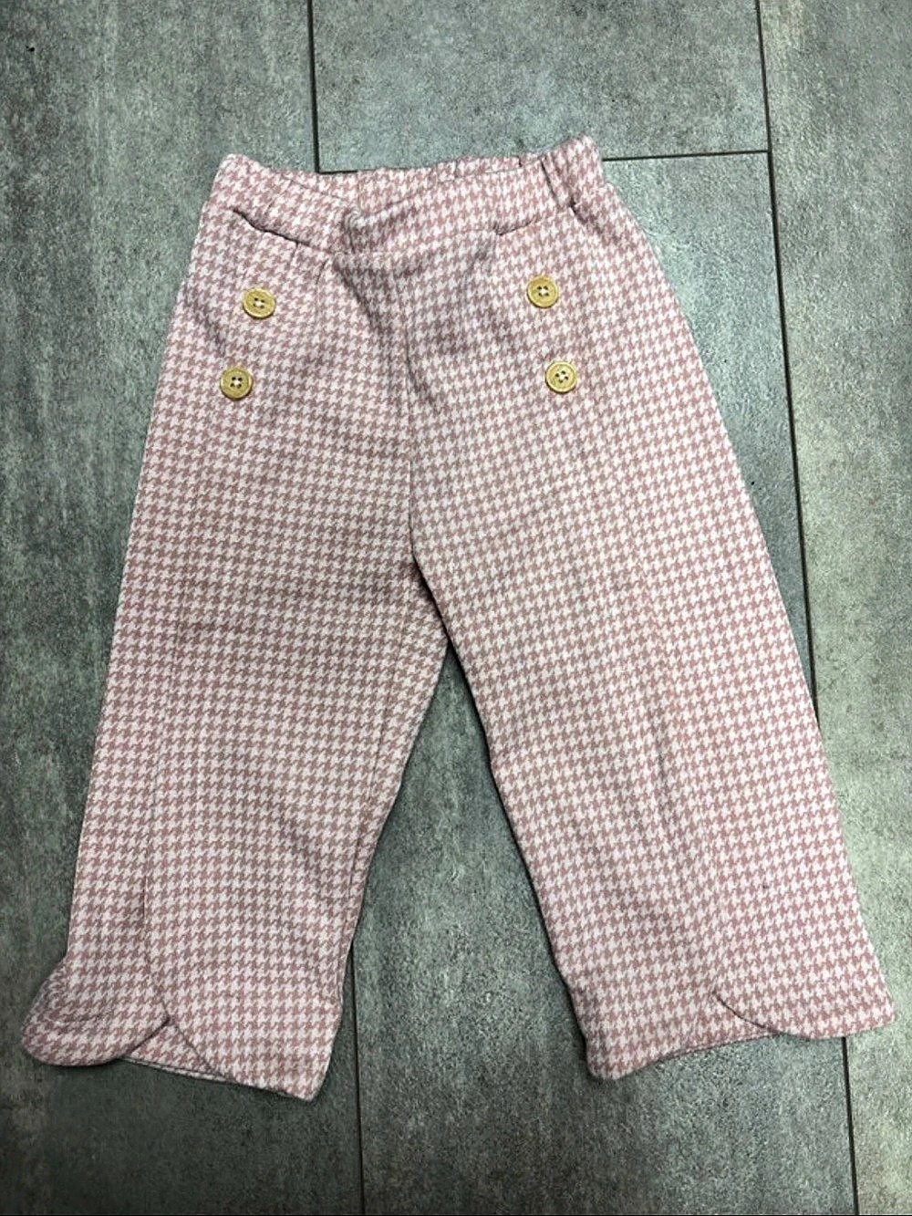 Baby Pink & White Houndstooth Pants 12m